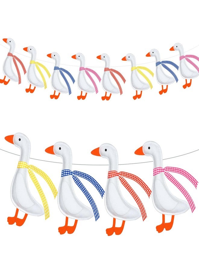 اودين لافتة أوزة مرحة من اللباد من أودين، قطعة واحدة، بتصميم أوزة، جاهزة لإعادة الاستخدام، ثلاثية الأبعاد، لتزيين حفلات استقبال المولود الجديد وأعياد الميلاد، بنقشة مربعات، لافتة معلقة لأعياد ميلاد الأولاد والبنات، زينة دعائم تصوير مستوحاة من حيوانات المزرعة - Image 1